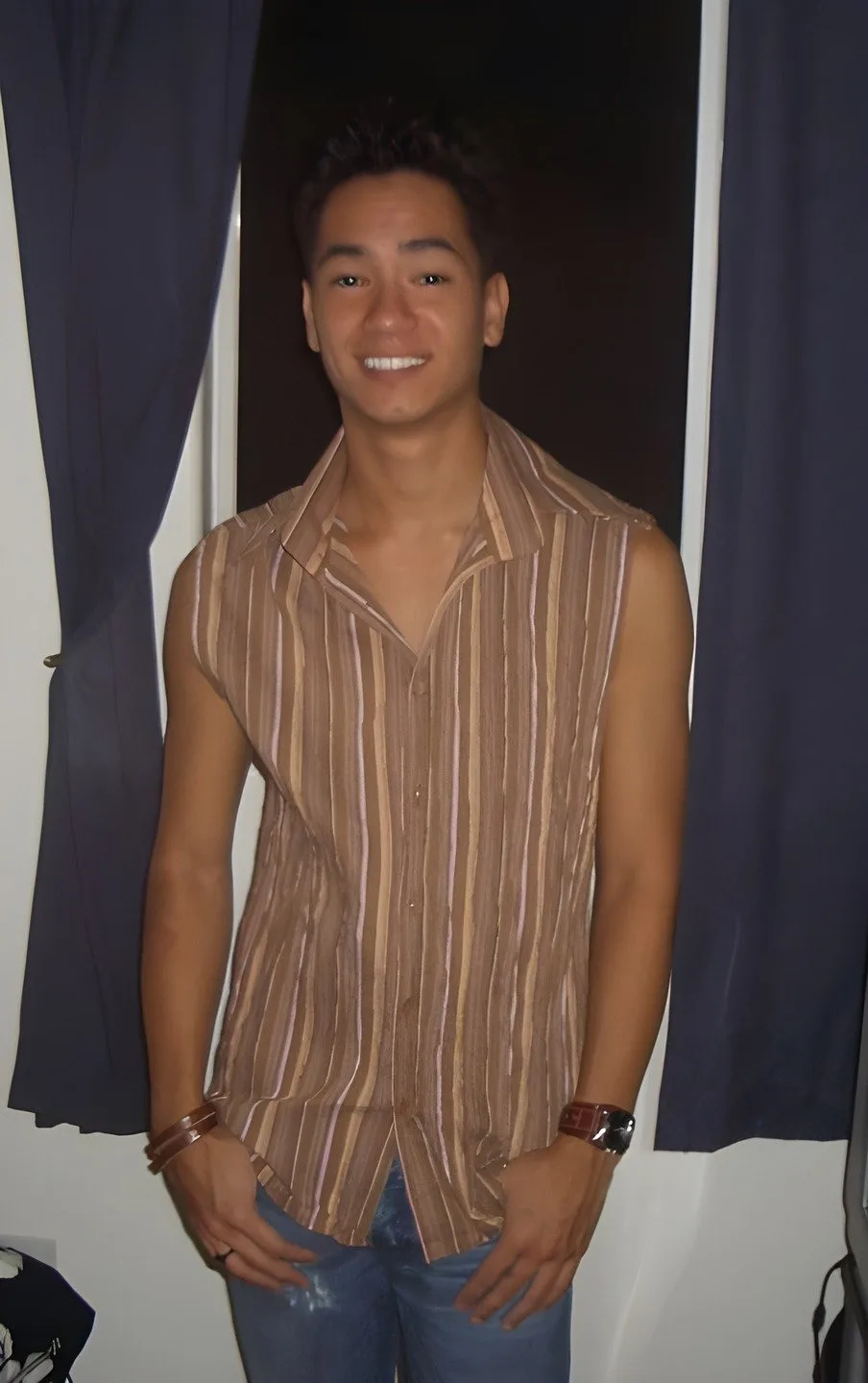 young portrait sleeveless doorway