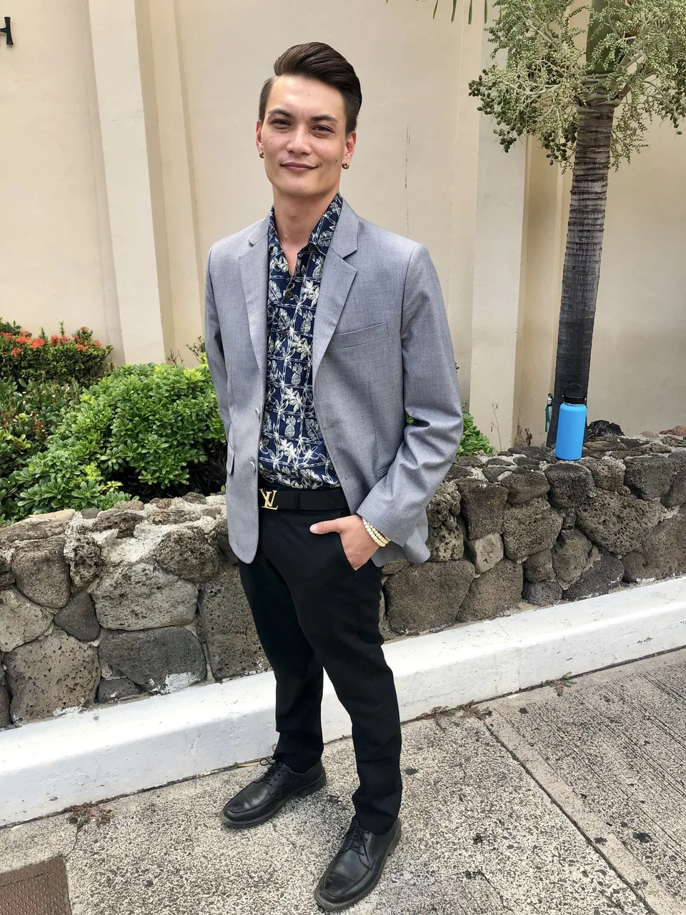 lookbook blazer courtyard portrait